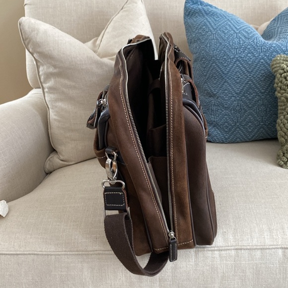 EUC BROWN PELLE STUDIO OILED SUEDE & LEATHER MESSENGER BAG/CARRY-ON - Picture 7 of 15